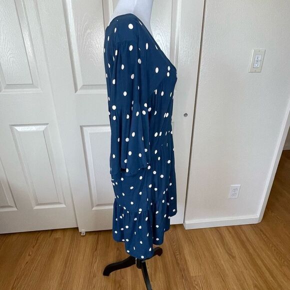 Faithfull The Brand Ronja Polka Dot Babydoll Dress Blue and White Size 4 Small - Picture 4 of 13